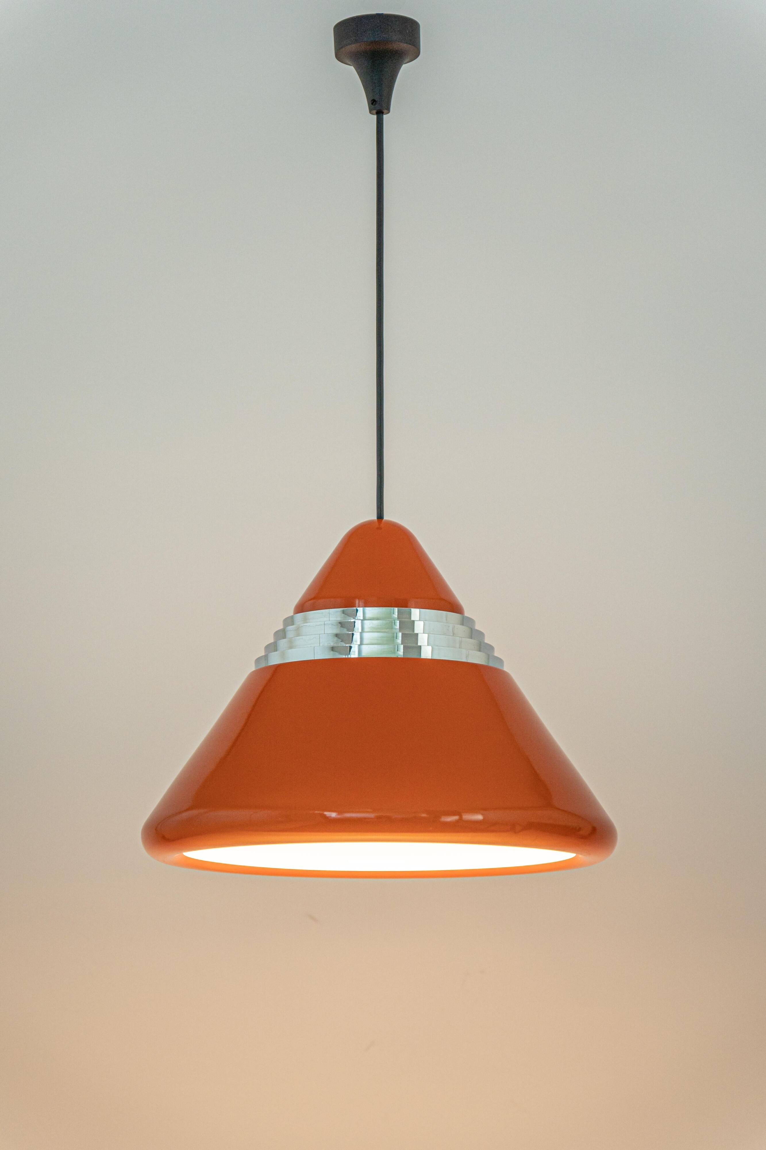 Large orange pendant light designed by Kazuo Motozawa, Staff, 1970s
