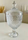 Glass bonbonnière on a pedestal with a lid