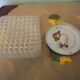 Pressed glass ceiling light, porcelain socket