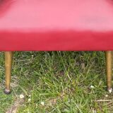 Pair of vintage 60s armchairs – Red and black faux leather