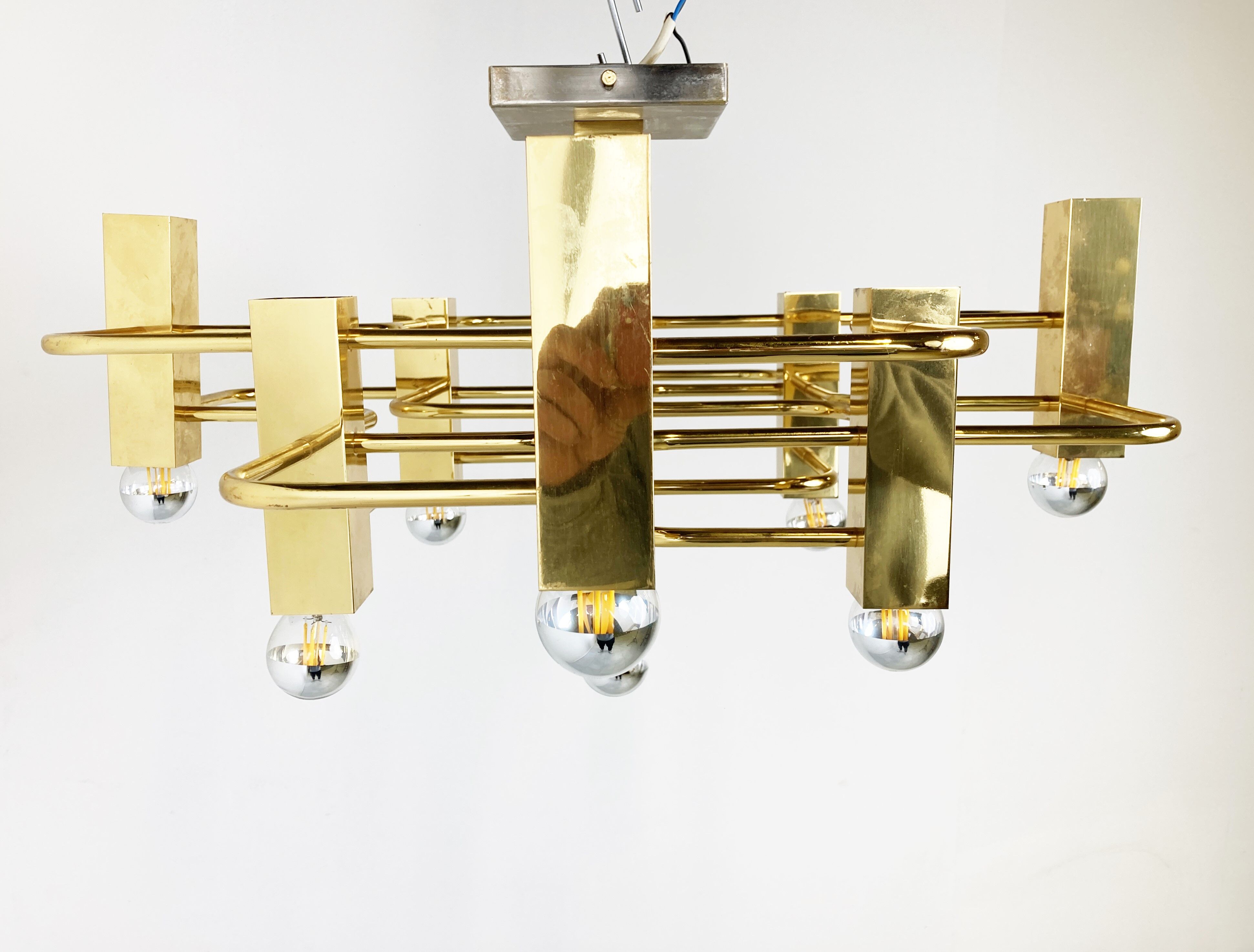 Brass chandelier from Sciolari, 1970s