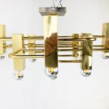 Lustre en laiton de chez Sciolari, années 1970