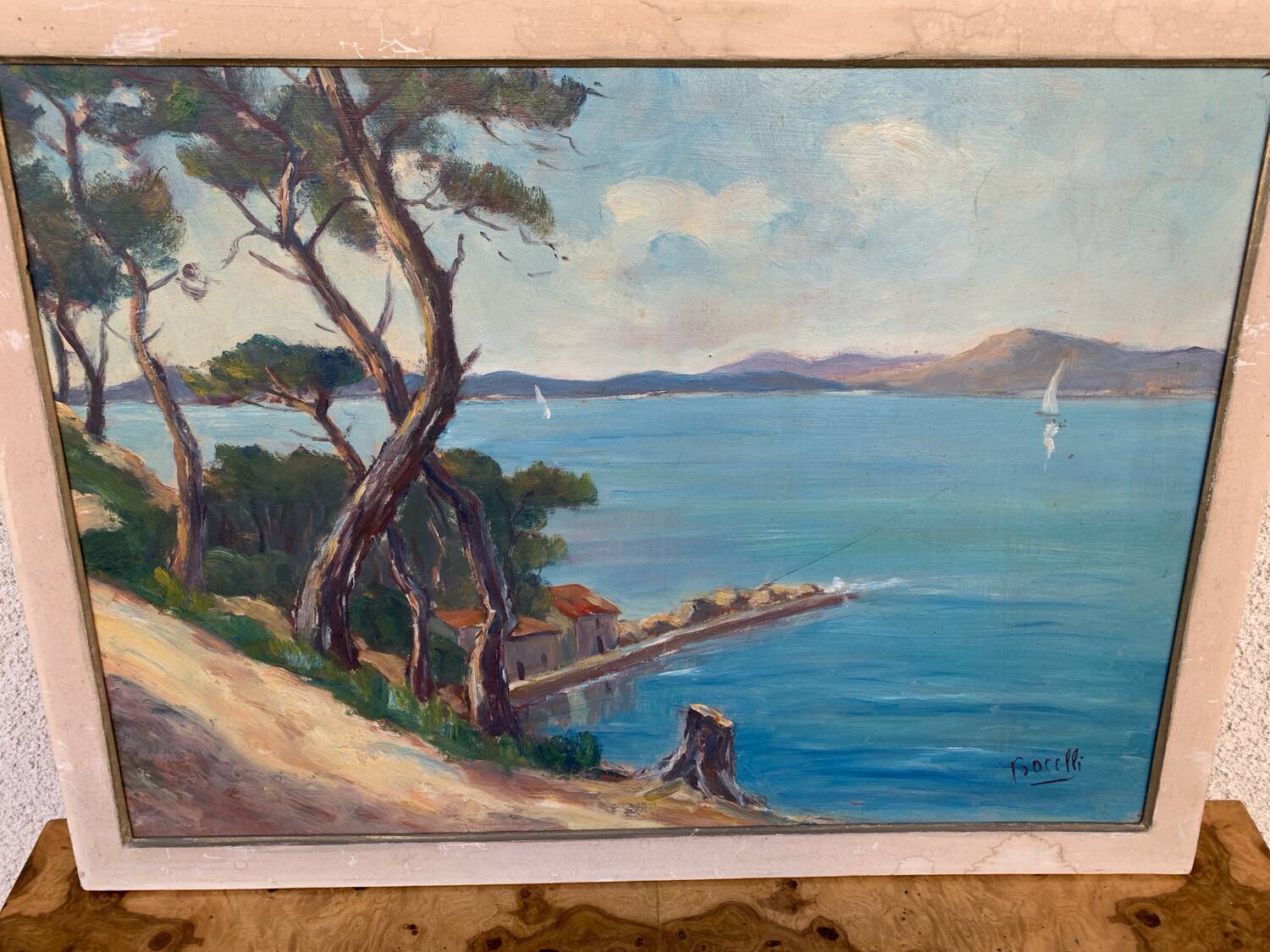 Mediterranean landscape painting signed Procelli 70 x 52