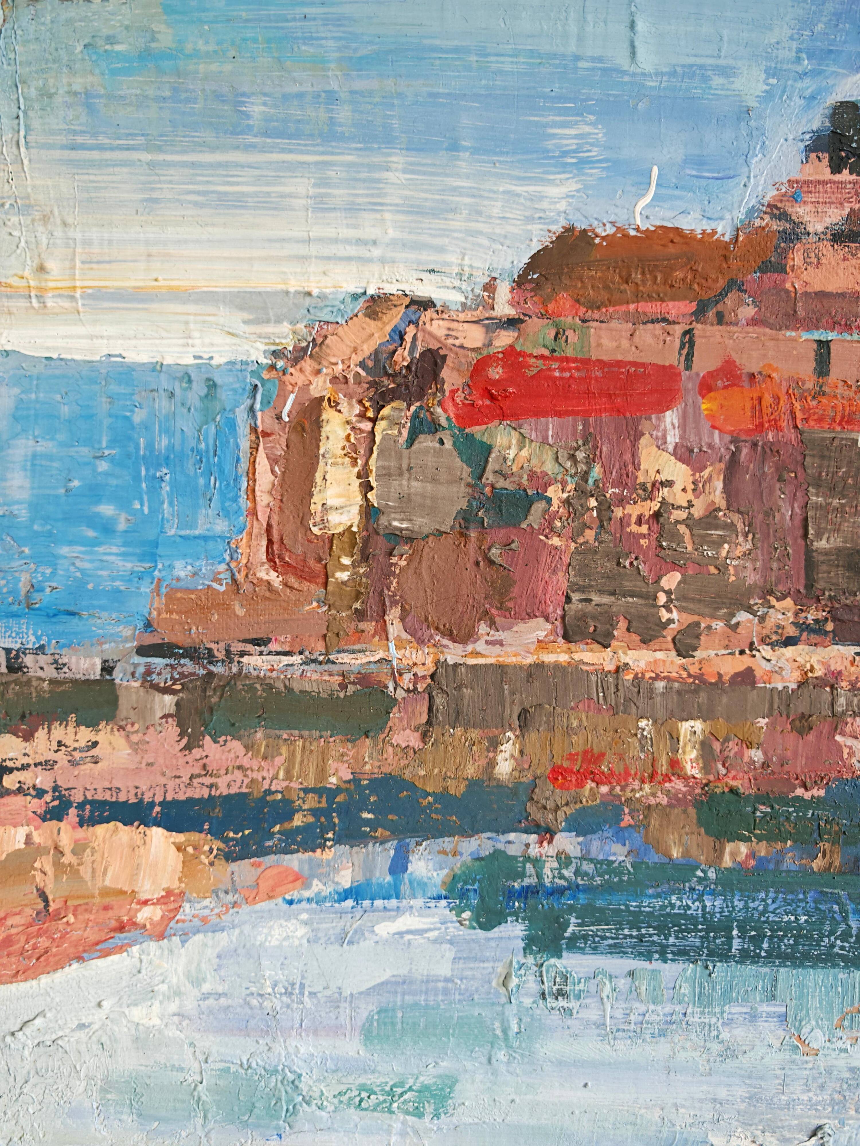 Mid Century painting "Saint Stephen Island" by Predrag Vukicevic