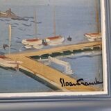 Frank Sloan (1900-1984) - Oil on hardboard - Sailboats near the bridge