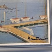 Frank Sloan (1900-1984) - Oil on hardboard - Sailboats near the bridge