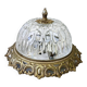 Plafonnier Globe Lampe Ancien En Verre Cerclage Doré 2 Ampoules A Vis