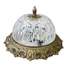 Plafonnier Globe Lampe Ancien En Verre Cerclage Doré 2 Ampoules A Vis