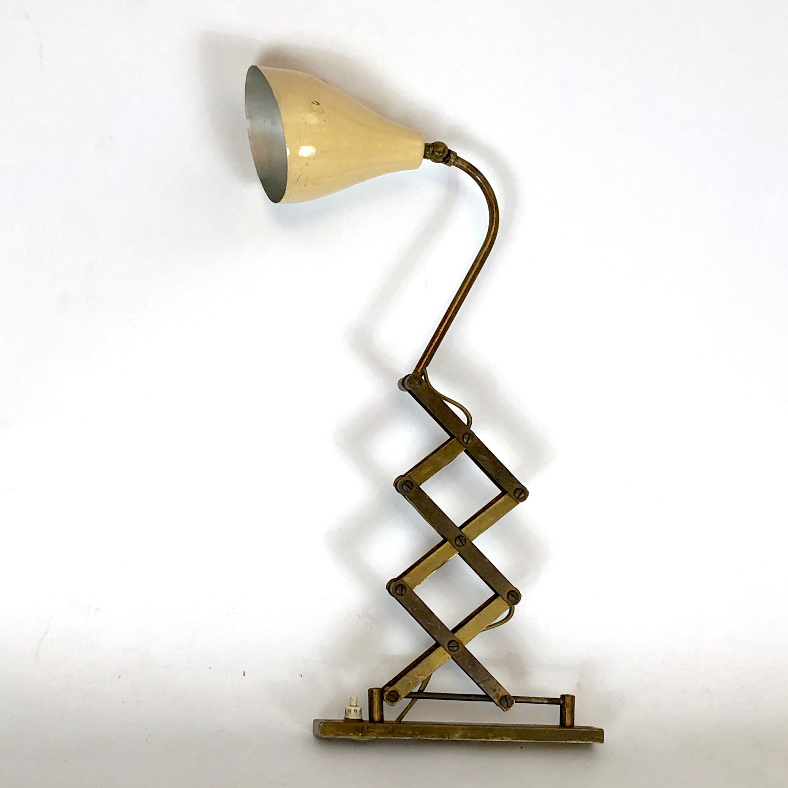Mid century brass scissor wall lamp from 50s