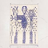 Azilal Moroccan Berber rug with majorelle blue patterns 1.40x0.92m