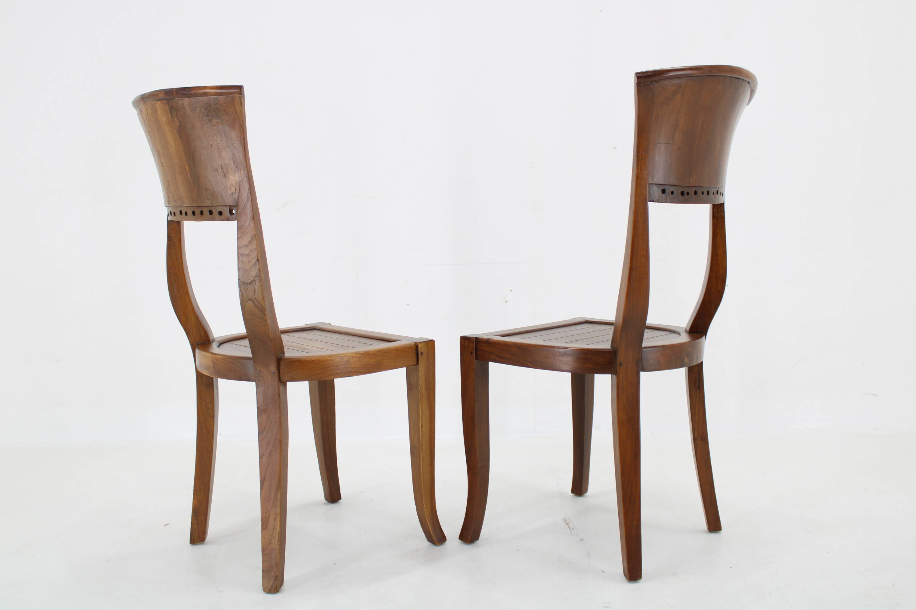 1980s Pair of Solid Teak Chairs, India