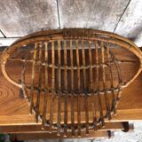 Old rattan picking basket vintage wood garden