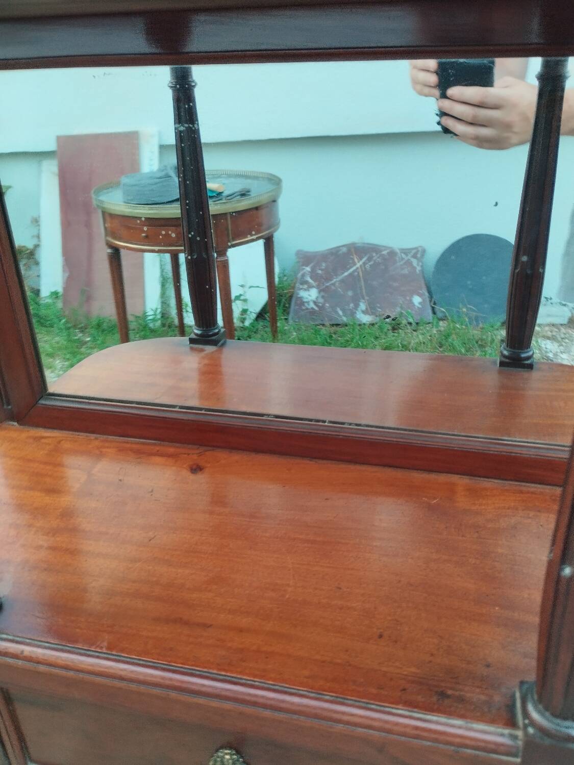 Antique Louis XVI style chest of drawers with marble top