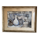Still life modern gouache painting on paper signed and framed
