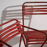 Anciennes chaises de jardin rouges (c.1920). Ensemble de 4 pièces #37
