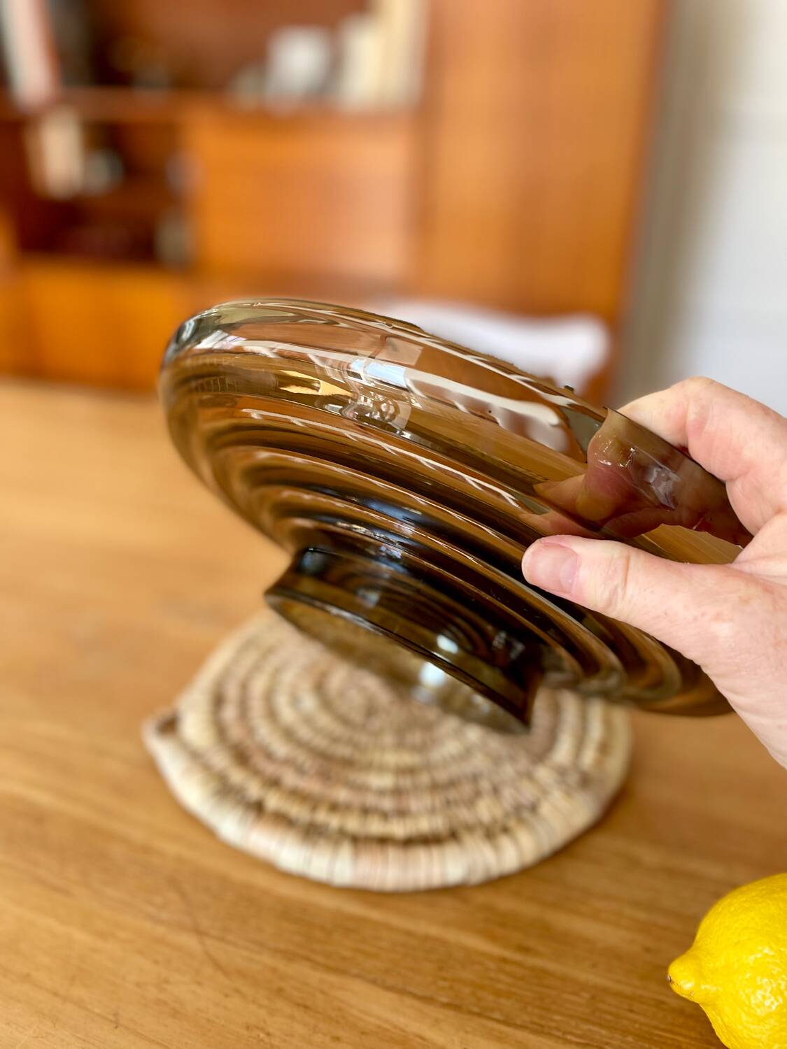 Vintage smoked glass bowl