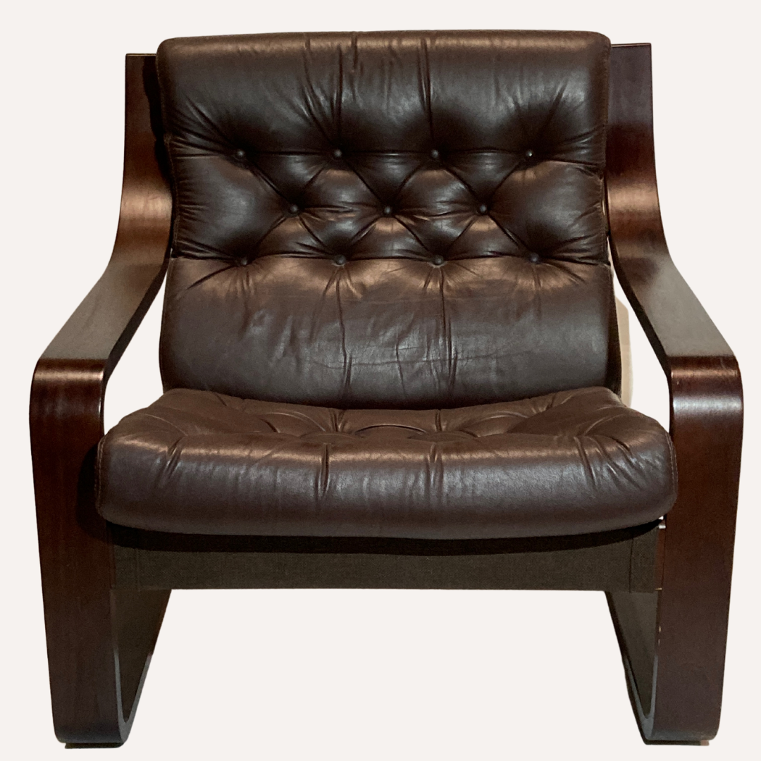 A leather lounge poäng chair by noboru nakamura for ikea, 1970s