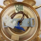 Set of 3 vintage Sciolari wall lights gold plated brass Italian 1960s