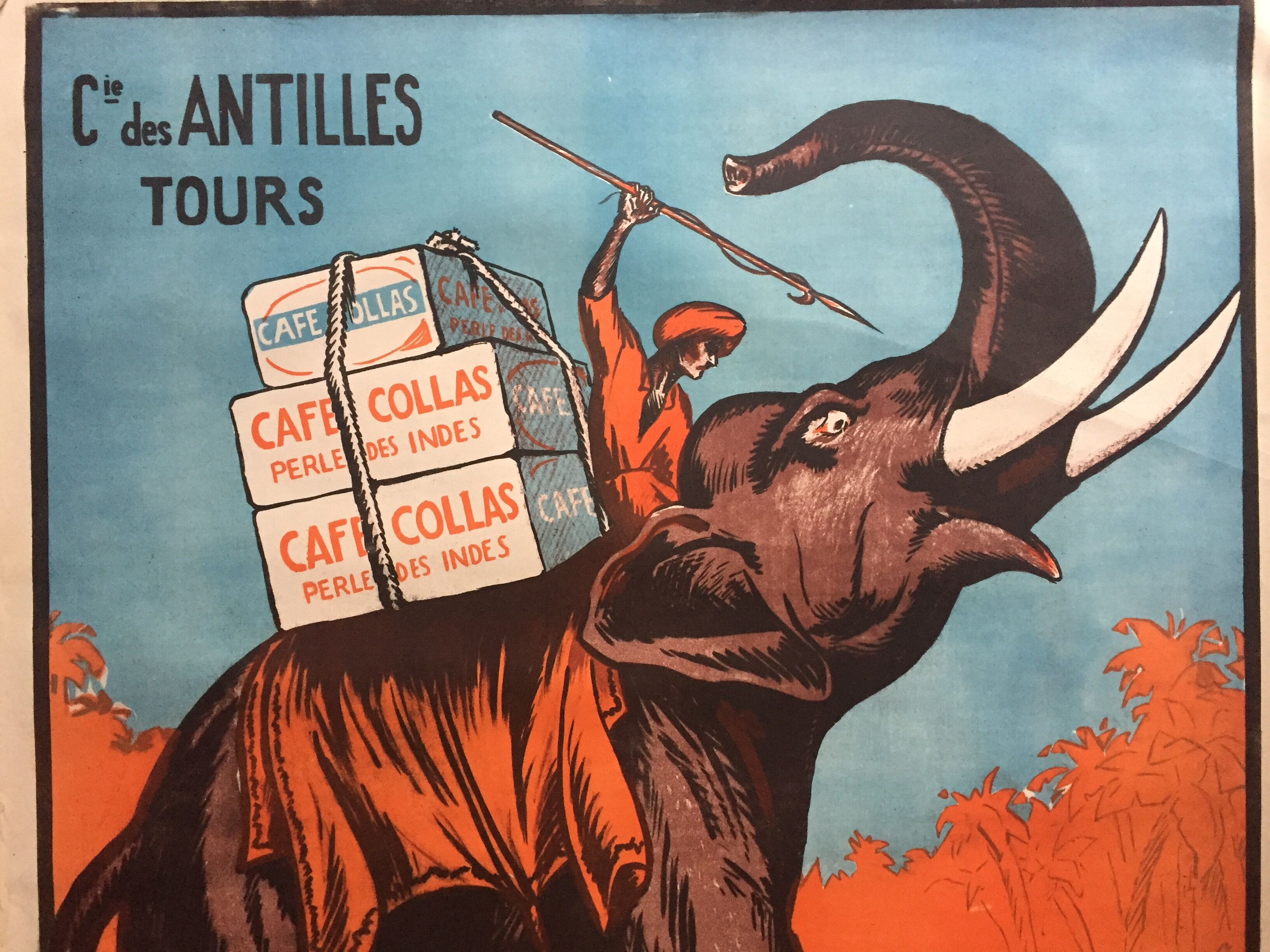 Affiche originale "Café Collas perles des Indes" 75x114cm 1927
