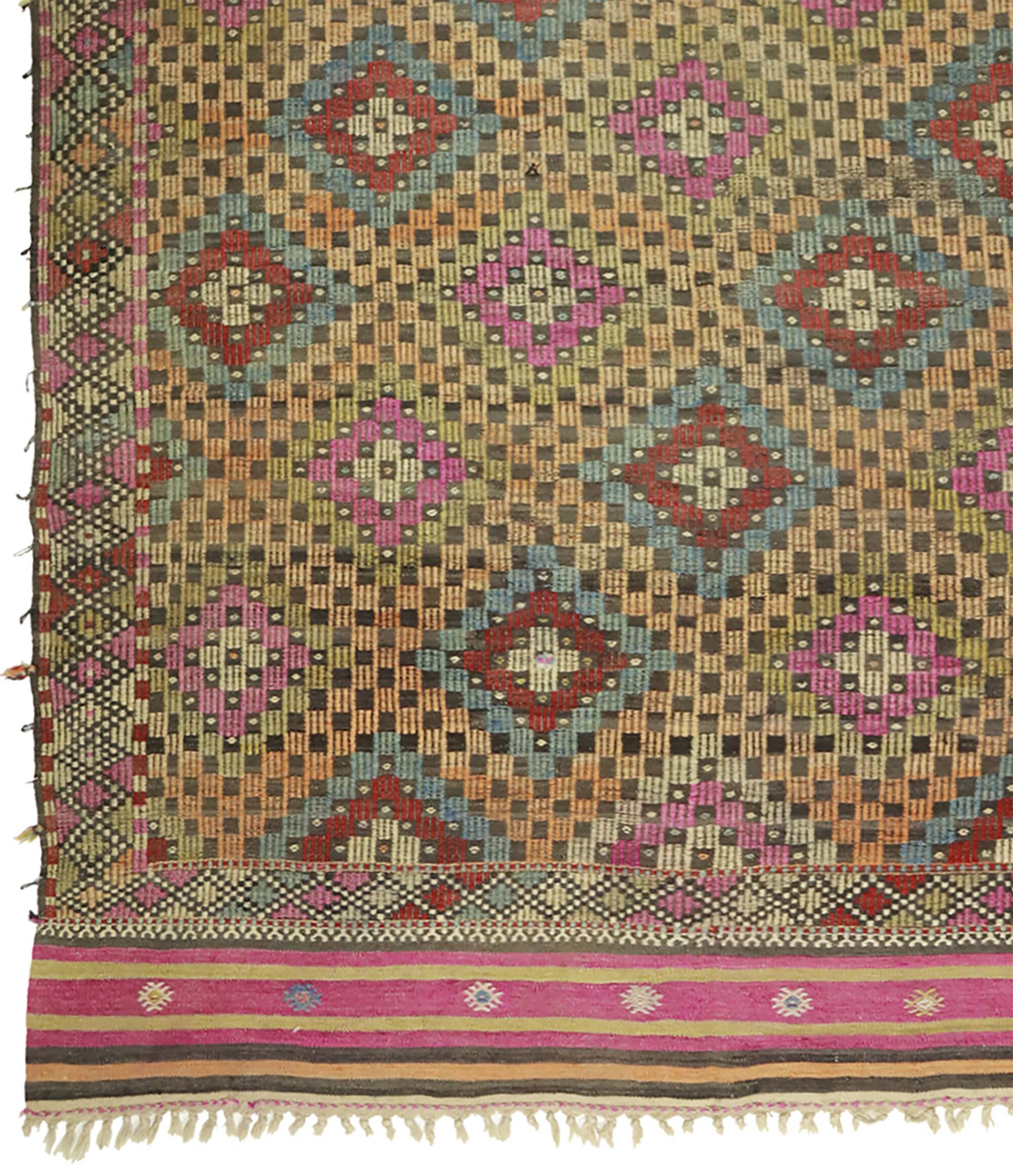 Vintage Turkish Oushak Kilim Rug 190x312 cm Handmade Wool