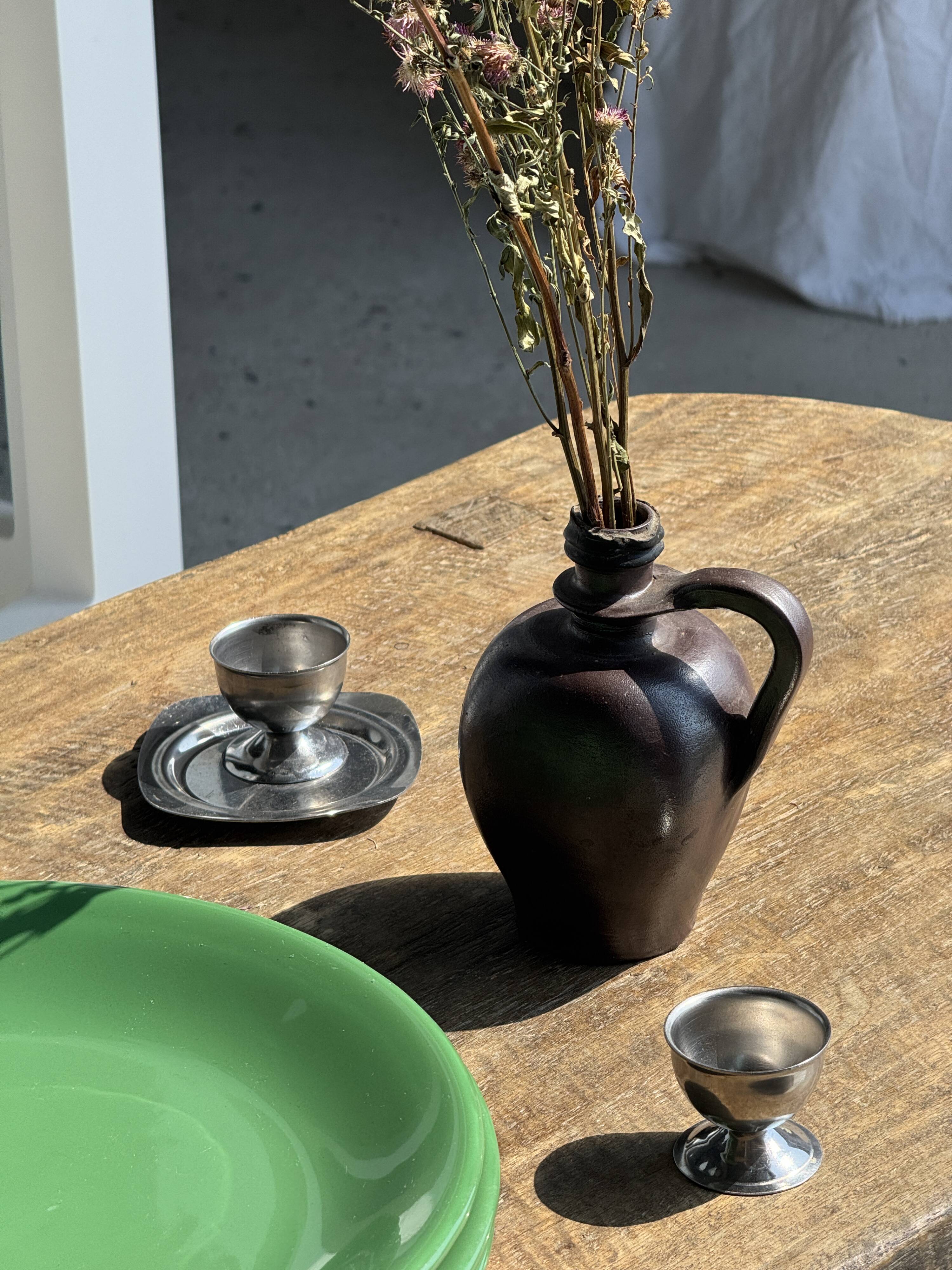 Vintage silver-plated metal round mini bowl D 11.5