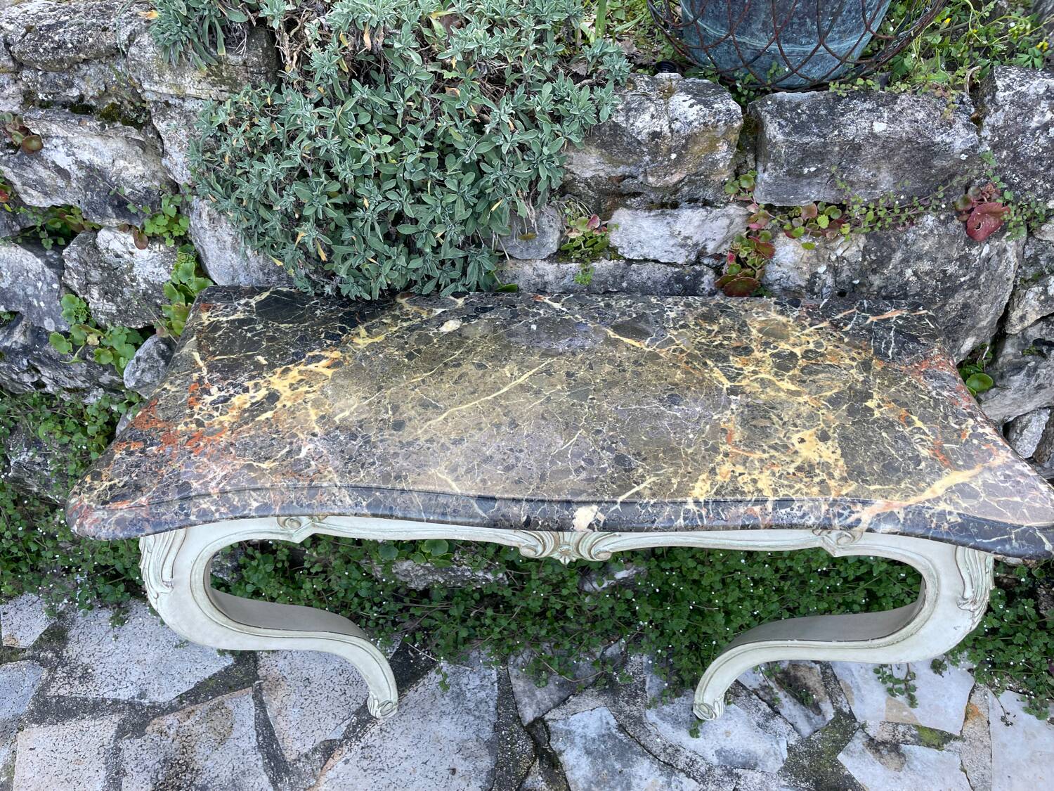 Wall console in painted, carved and molded wood in Louis XV style.