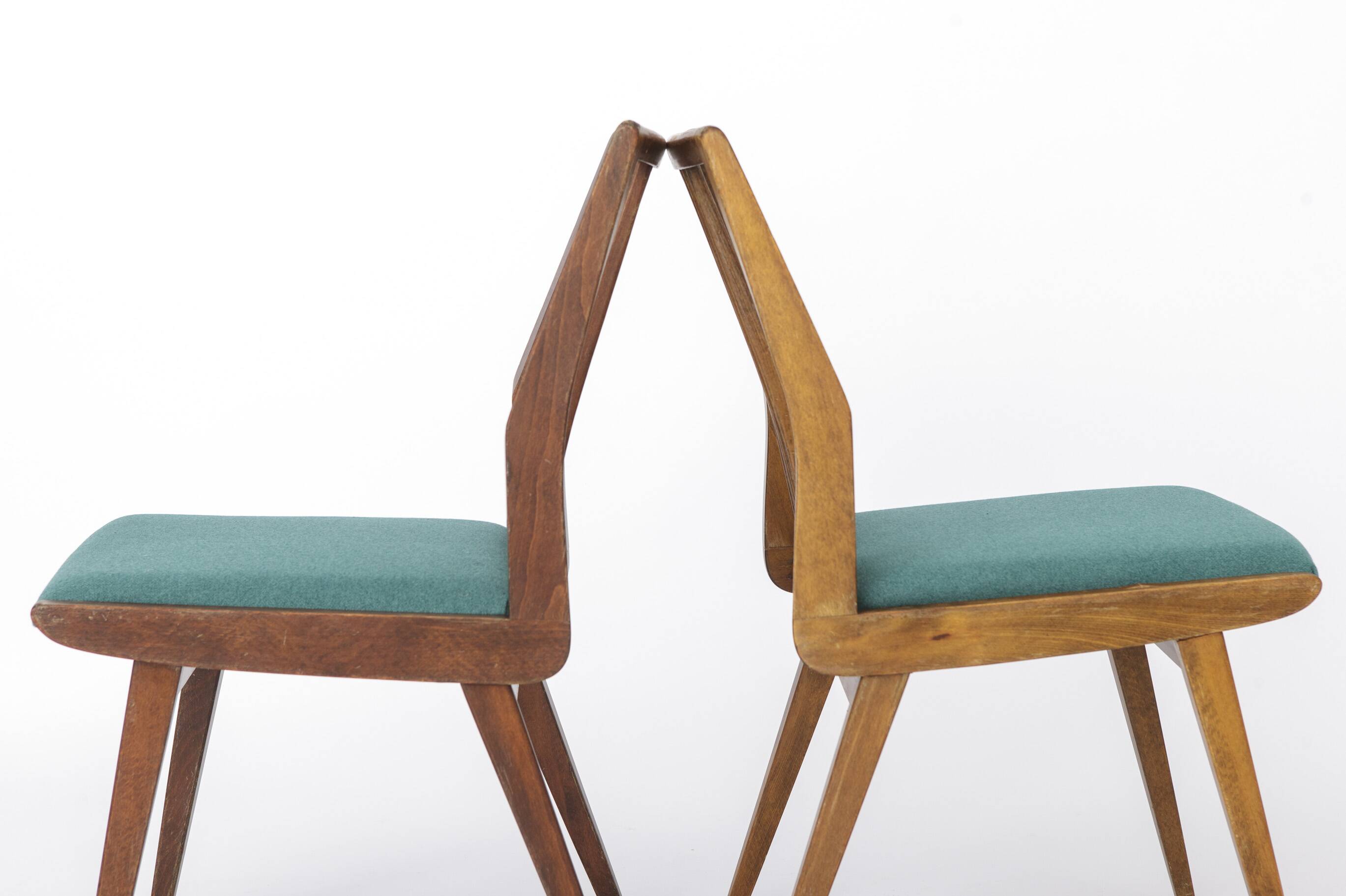 Ensemble de 4 chaises de salle à manger Casala, Allemagne années 1960, chaises en hêtre de style mid-century.