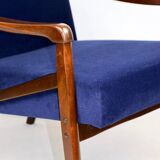 Czech armchair attributed to Jiri Jiroutek in dark blue fabric, 1970s