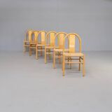 80s Annig Sarian round bend wooden dining chair for Tisettanta set/6