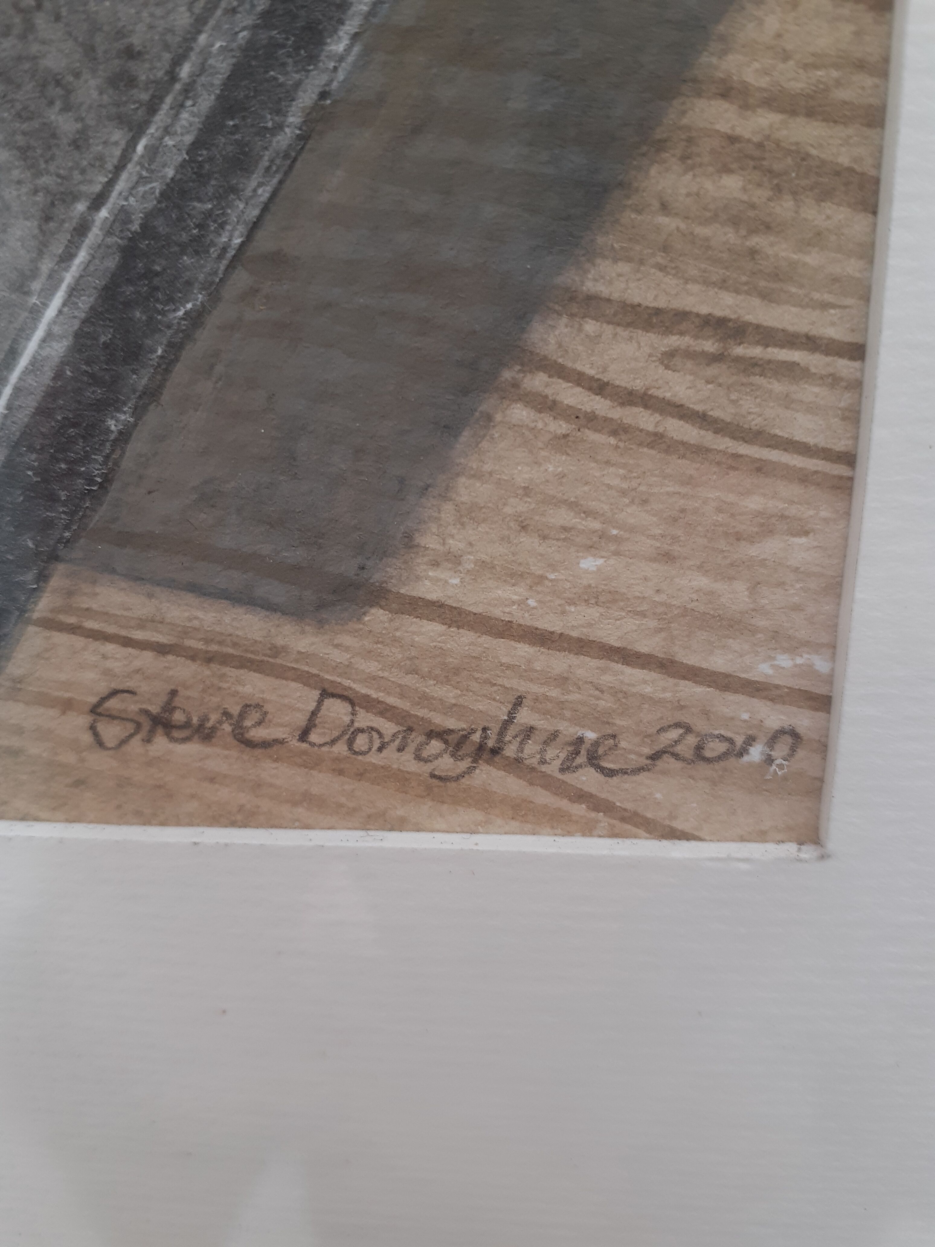 Signed and framed watercolour depicting a coffee grinder, 2010