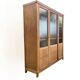 Vintage wooden display cabinet / wall cabinet with embossed yellow glass