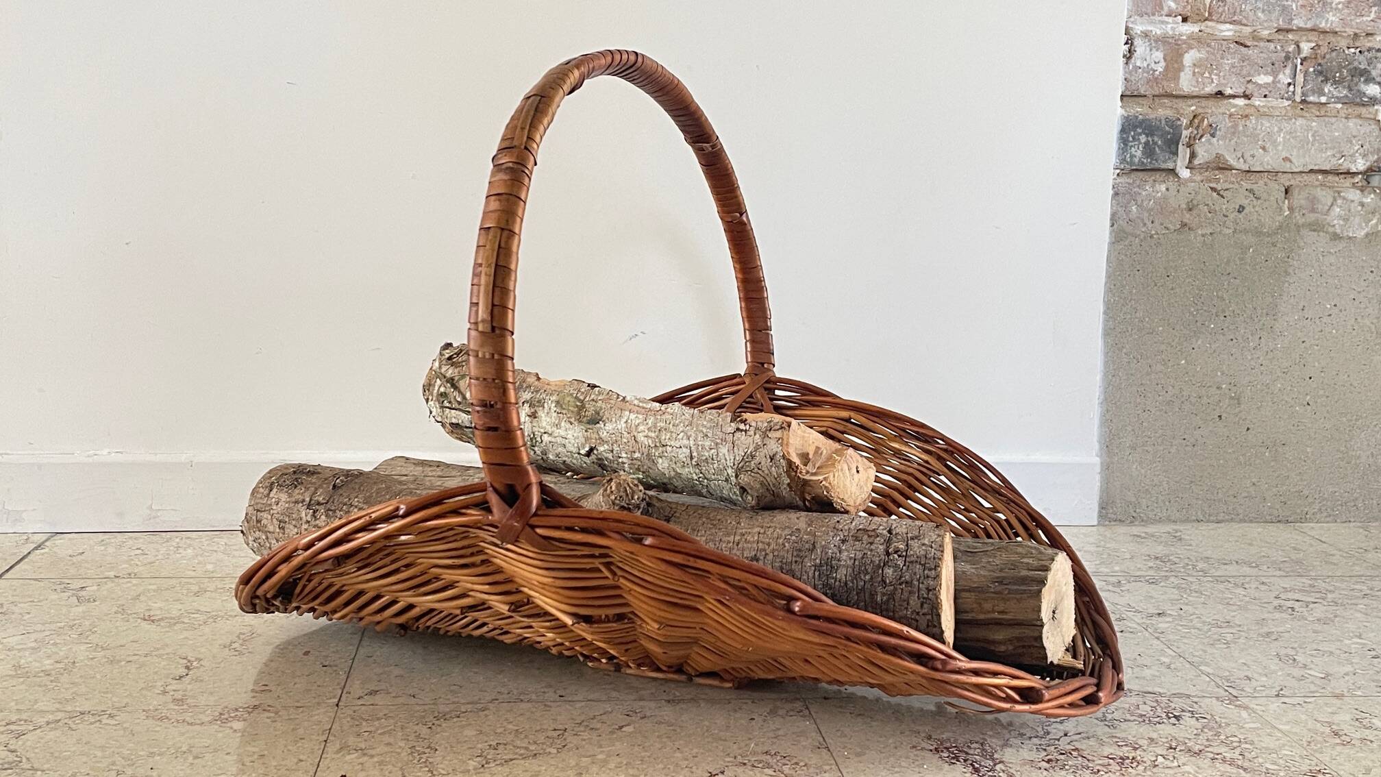 Vintage Rattan Log Basket
