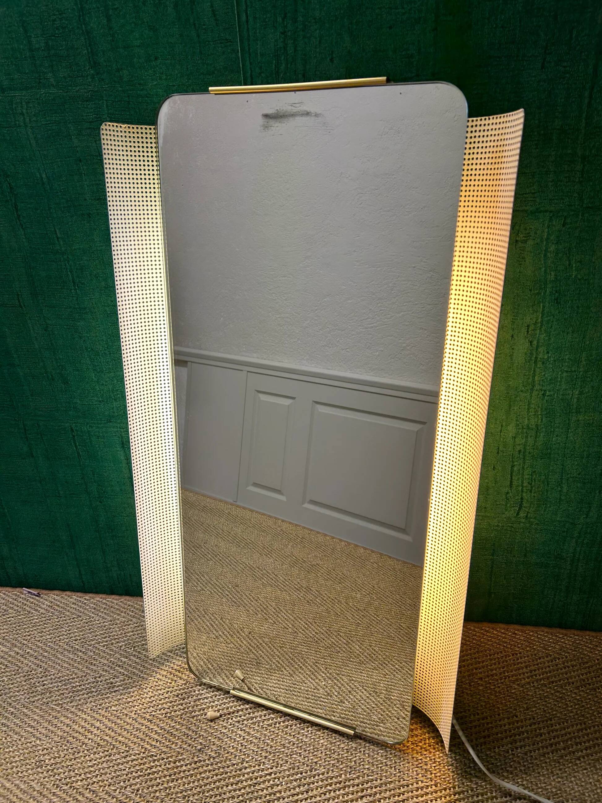 Illuminated wall mirror by Ernest Igl for Hillebrand, mid-century, Germany, 1960s.