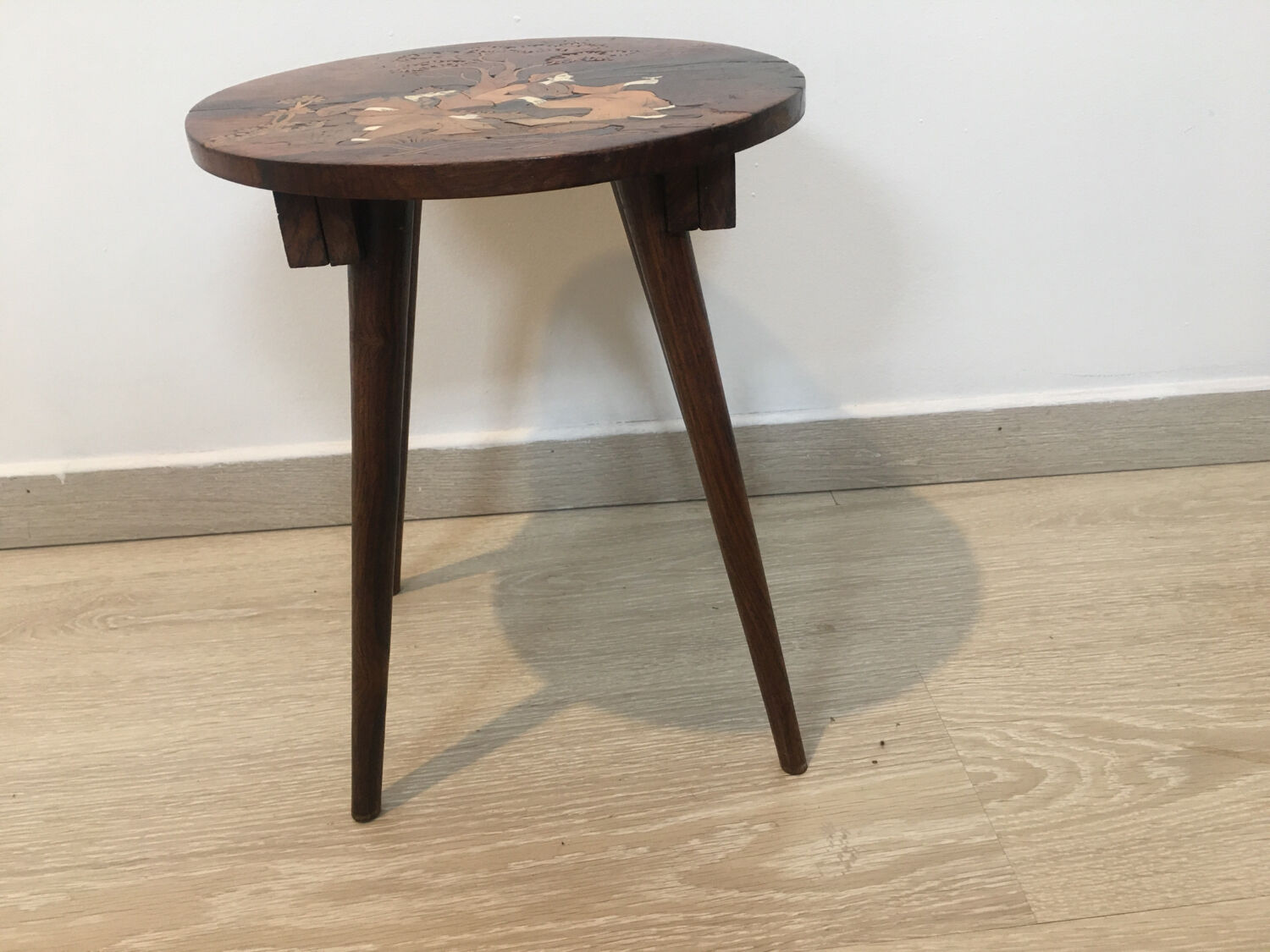 Inlaid wood side table