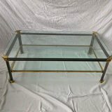 Glass and brass coffee table