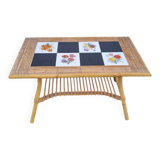 Audoux coffee table, rattan & earthenware