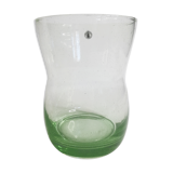 Vase en verre bullé soufflé artisanal vert