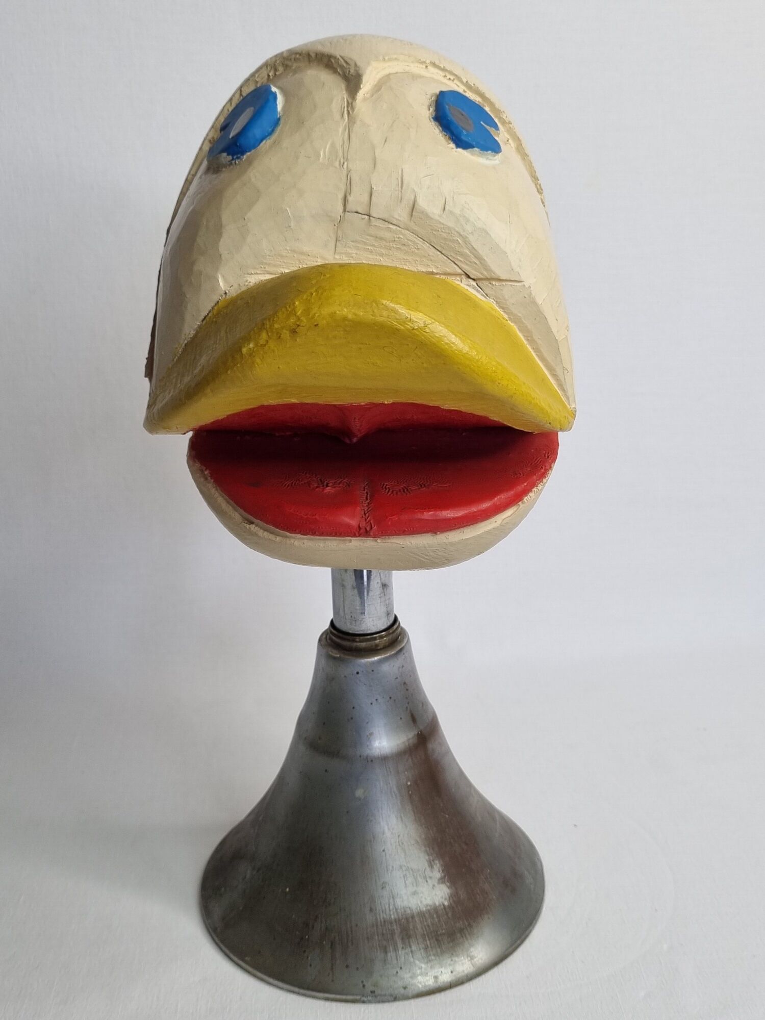 Carved hat door, folk art object carved from a painted piece of wood, 34 cm