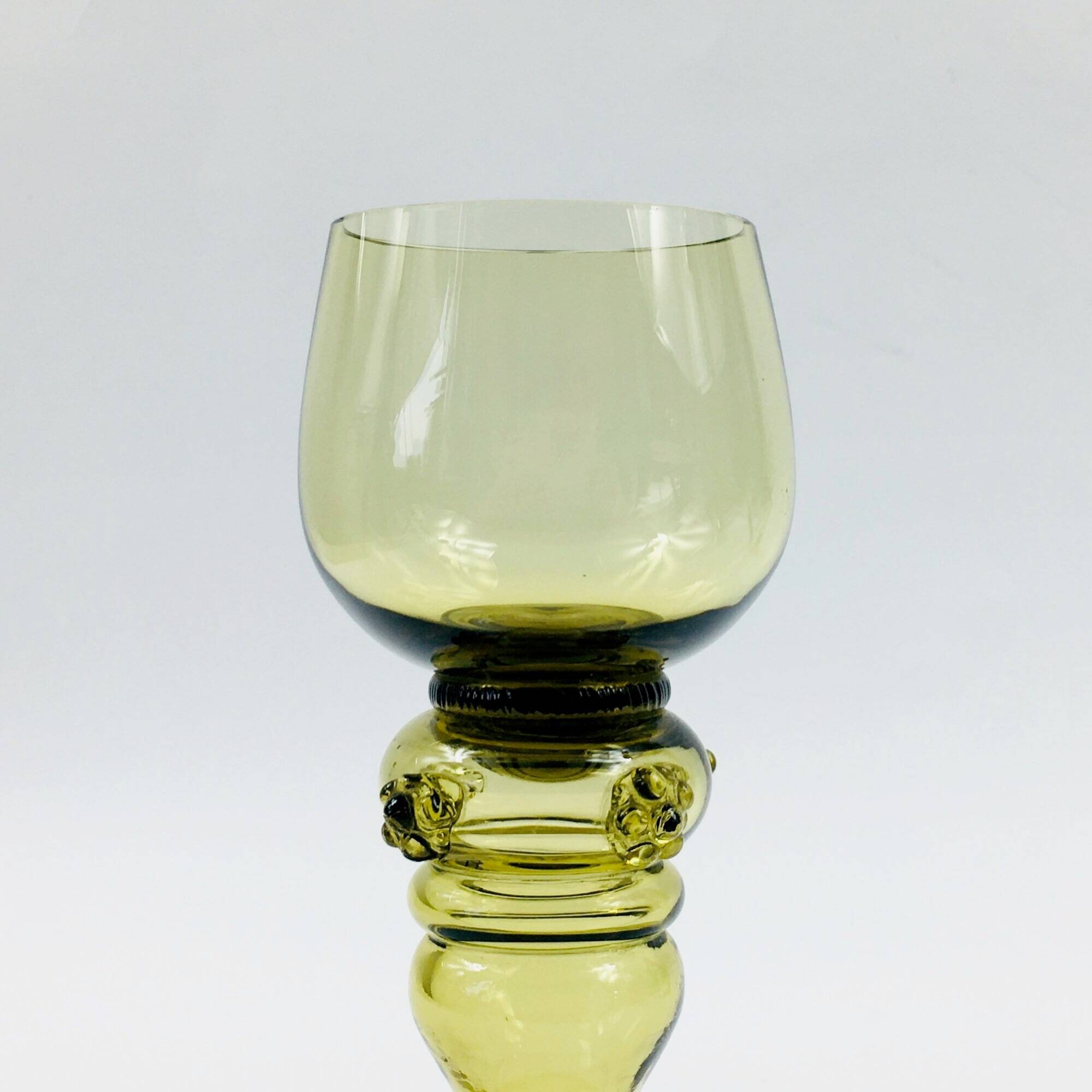 Pair of Antique Hand Blown Glass Wine Glasses from Roemer, Germany, 1880-1900s