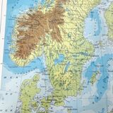 Vintage map Scandinavia Norway Sweden Finland 43x43cm from 1950