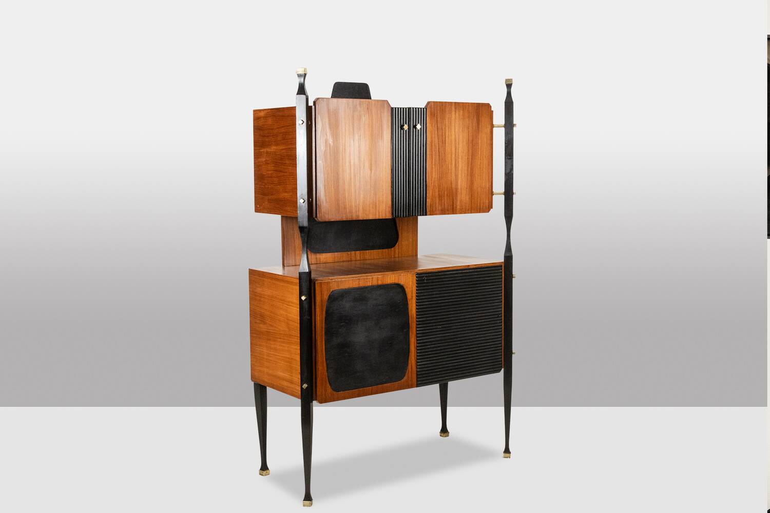 Pair of Italian cabinets in teak veneer. 1960s.
