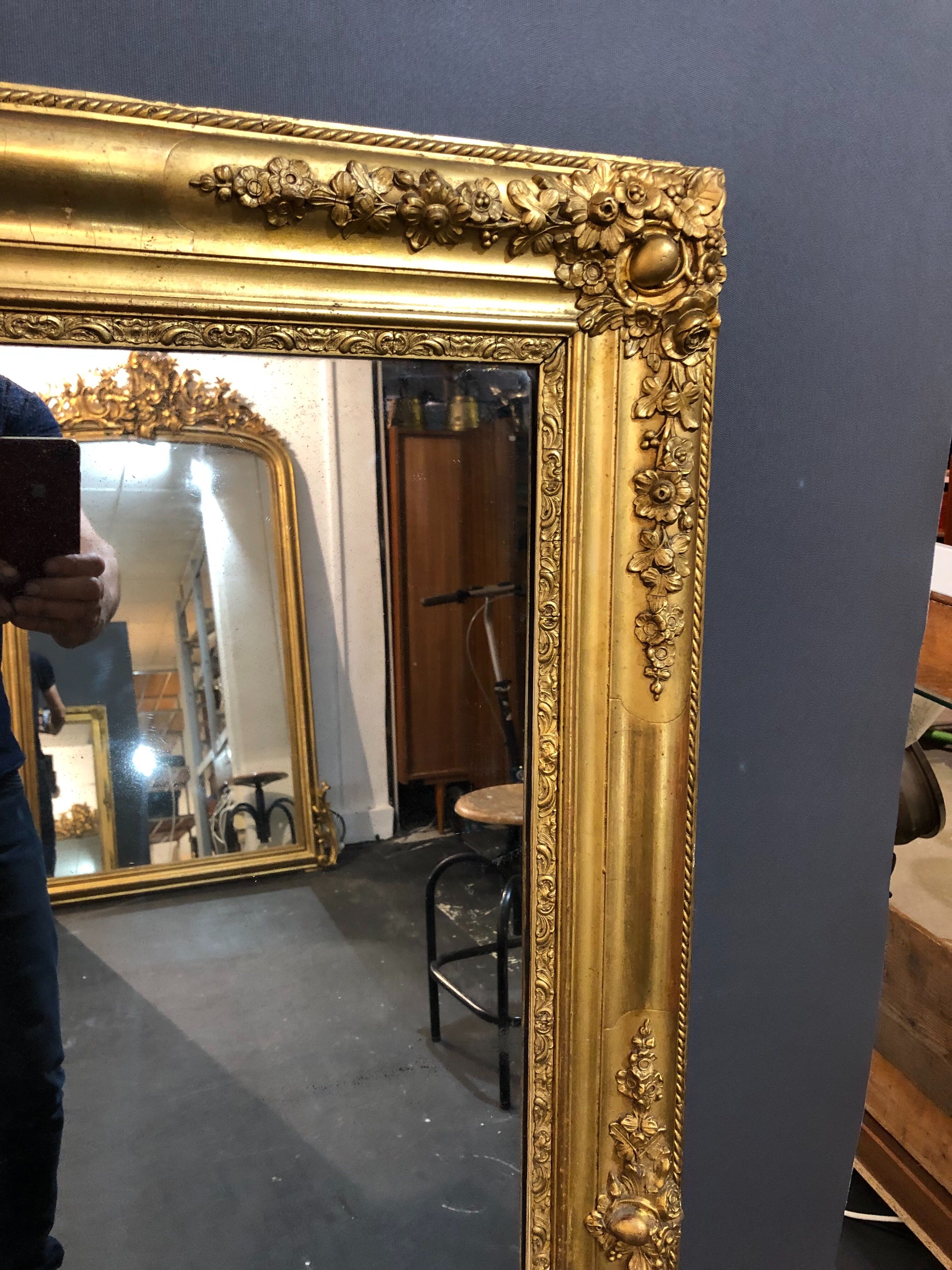 Mirror 125x97 cm beginning XIX gold leaf gilding