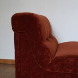 Rusty velvet low chair without arms
