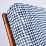 Fauteuil scandinave original Stefan, entièrement restauré, icône des années 1960, pied de poule