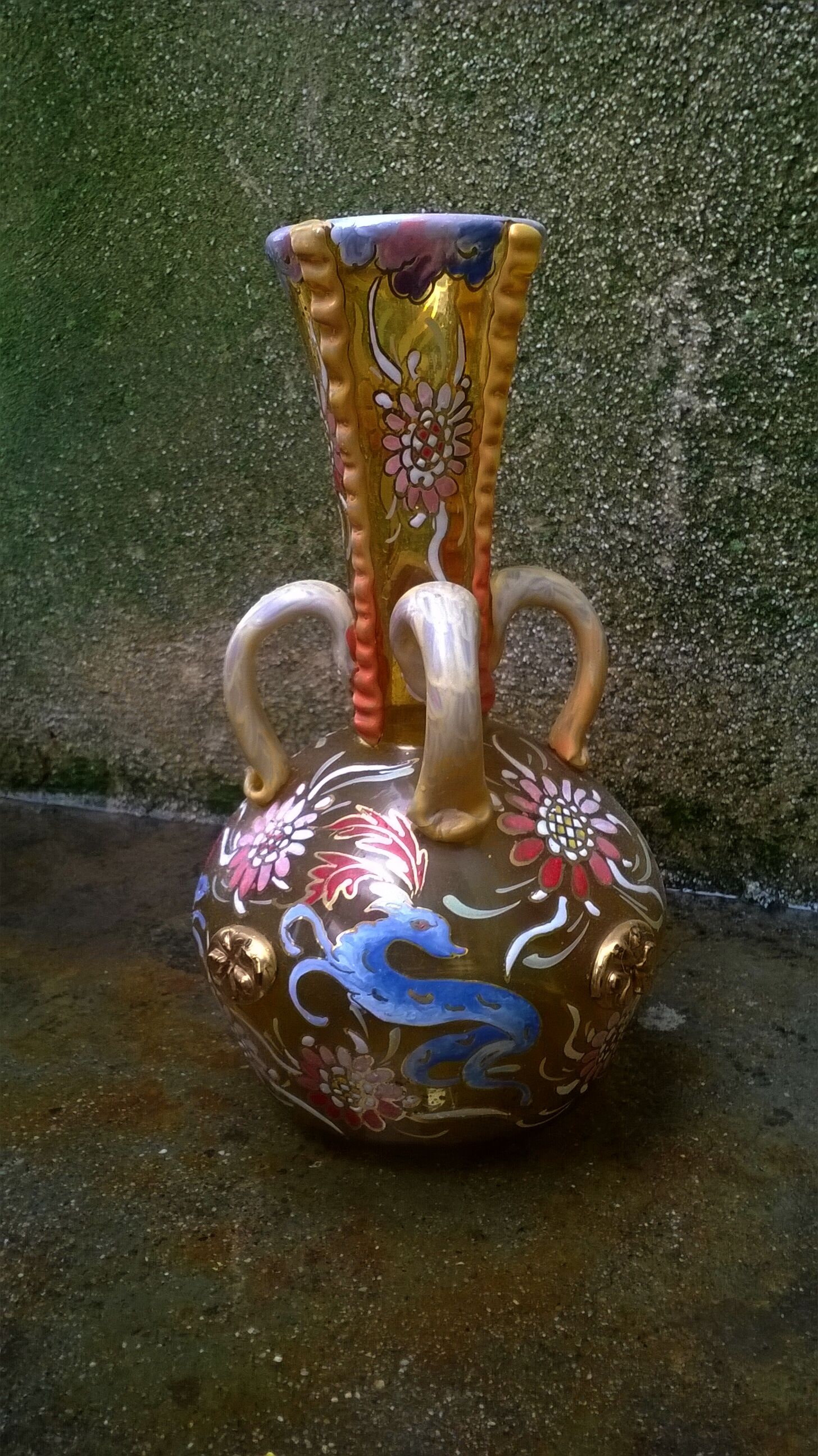 Enamel glass vase