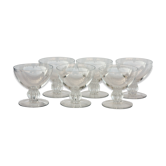 Série de 6 coupes à champagne en cristal de Lalique modèle Alger