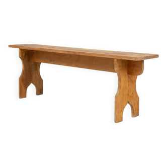 Banc Art Déco en bois massif, France vers 1940