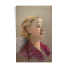 Pastel painting "woman in red blouse" circa 1950