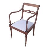 Directoire style armchair in solid wood – Openwork back/rest and sabre legs