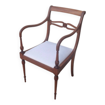 Directoire style armchair in solid wood – Openwork back/rest and sabre legs